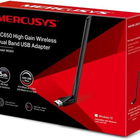 محول Mercusys Ac650 اللاسلكي عالي الكسب ثنائي النطاق USB